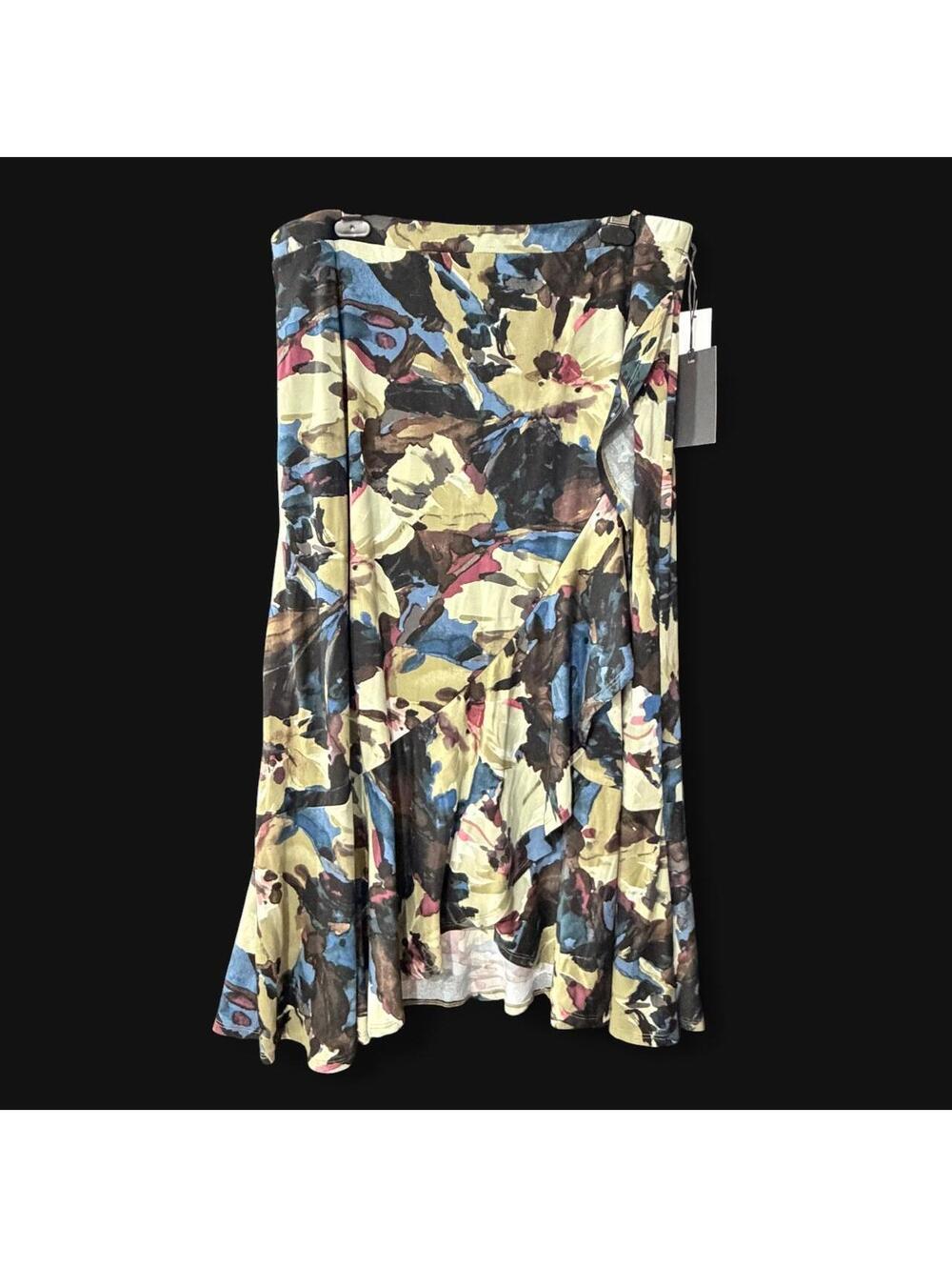 Montgomery Post Abstract Floral Ruffle Skirt XL NWT